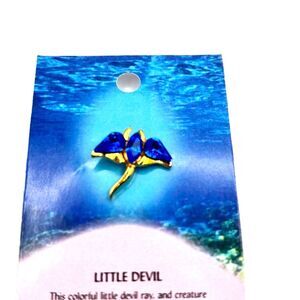 Blue Crystal Sting Ray Lapel Pin Little Devil Brooch